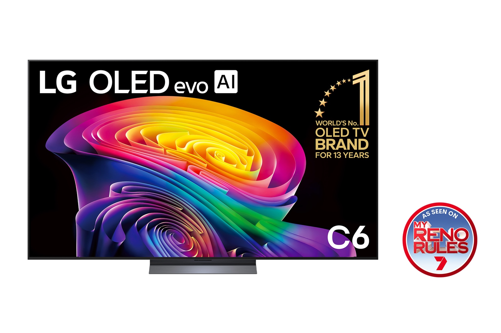 Front view of 77 Inch LG OLED evo AI C6 4K Smart TV 2026 OLED77C6PSA