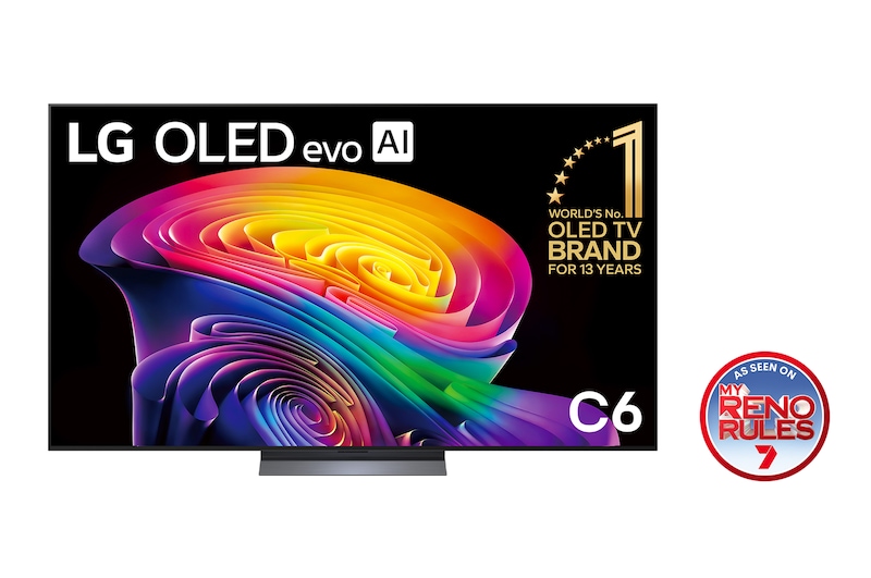 Front view of 77 Inch LG OLED evo AI C6 4K Smart TV 2026 OLED77C6PSA