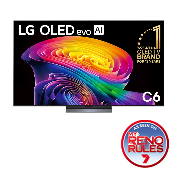 Front view of 77 Inch LG OLED evo AI C6 4K Smart TV 2026 OLED77C6PSA