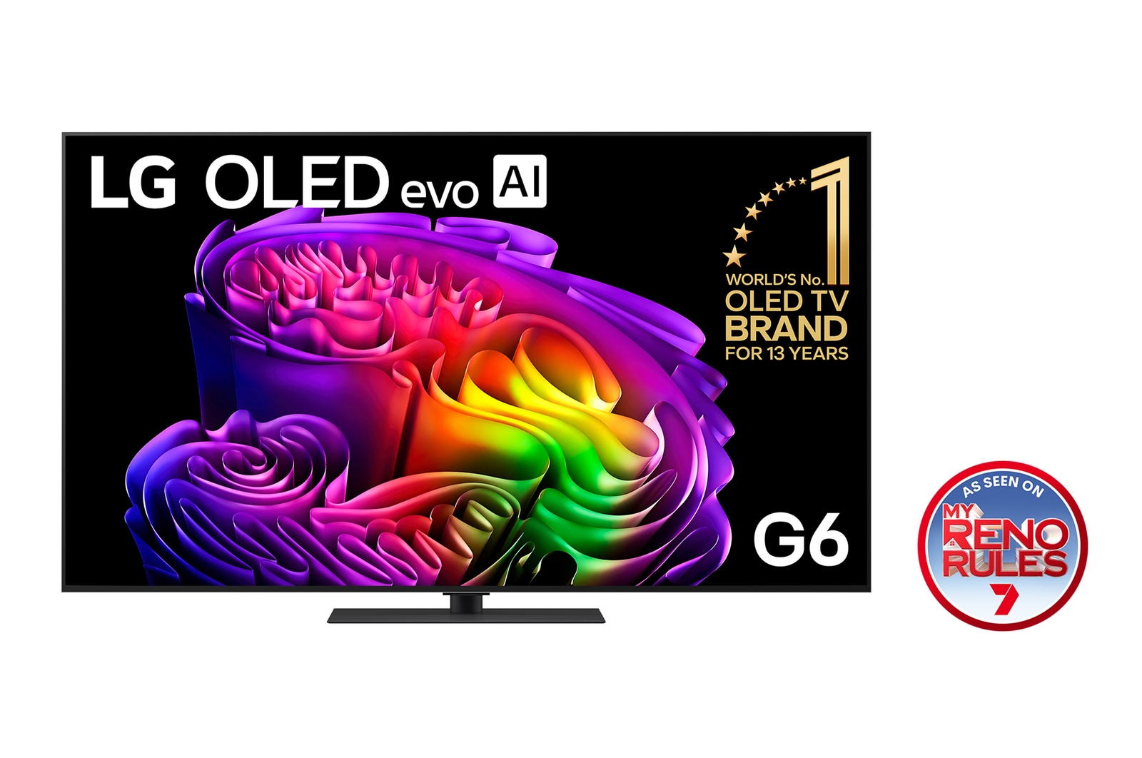 Front view of 65 Inch LG OLED evo AI G6 4K Smart TV 2026 OLED65G6PSB