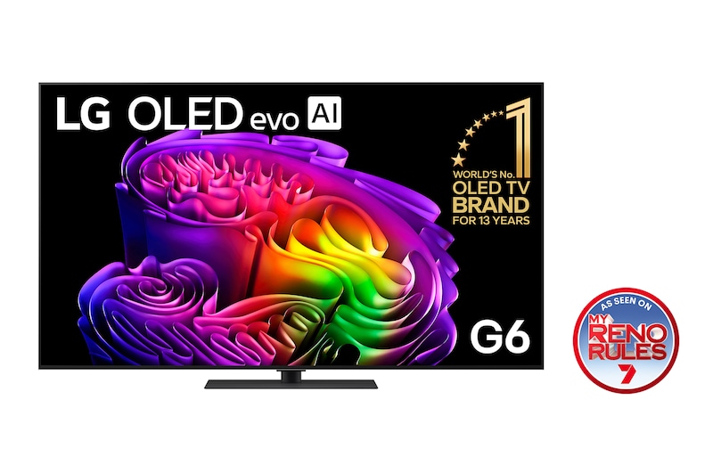 Front view of 65 Inch LG OLED evo AI G6 4K Smart TV 2026 OLED65G6PSB