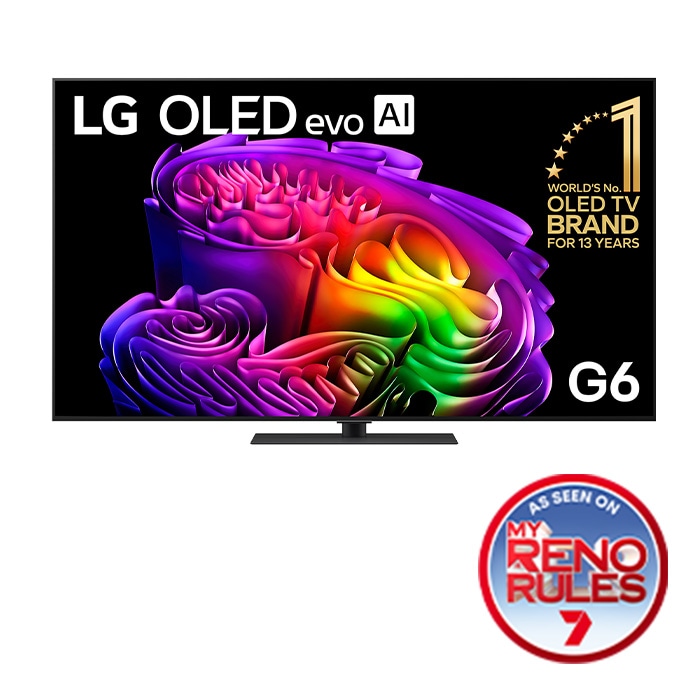 Front view of 65 Inch LG OLED evo AI G6 4K Smart TV 2026 OLED65G6PSB