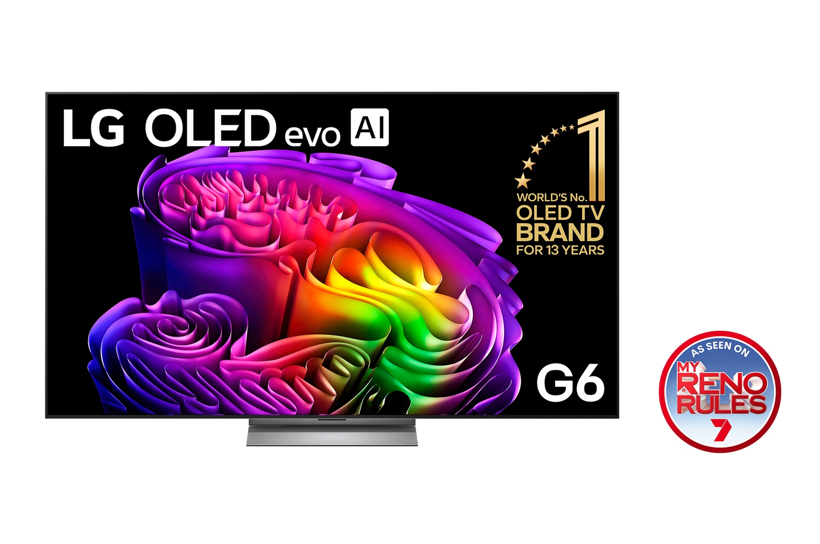 Front view of 77 Inch LG OLED evo AI G6 4K Smart TV 2026 OLED77G6PSB