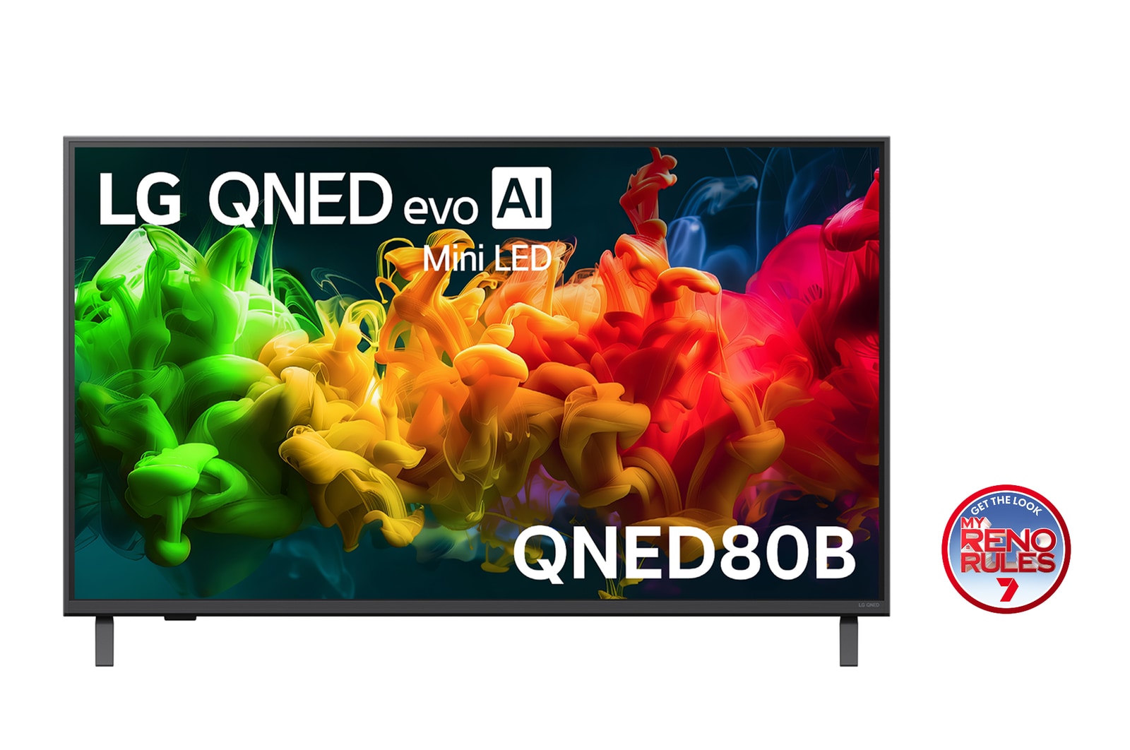Front view of 43 Inch LG QNED evo AI QNED80 Mini LED 4K Smart TV 2026 43QNED80BSA