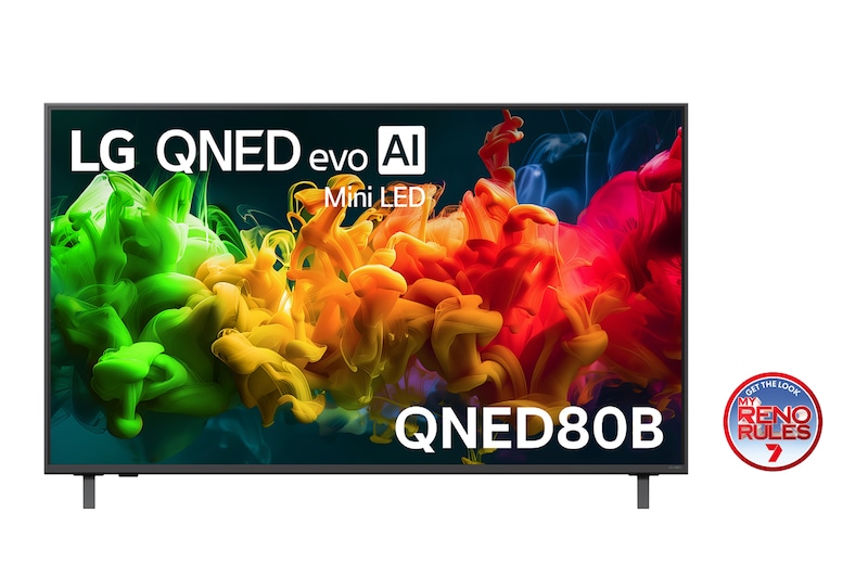 Front view of 55 Inch LG QNED evo AI QNED80 Mini LED 4K Smart TV 2026 55QNED80BSA