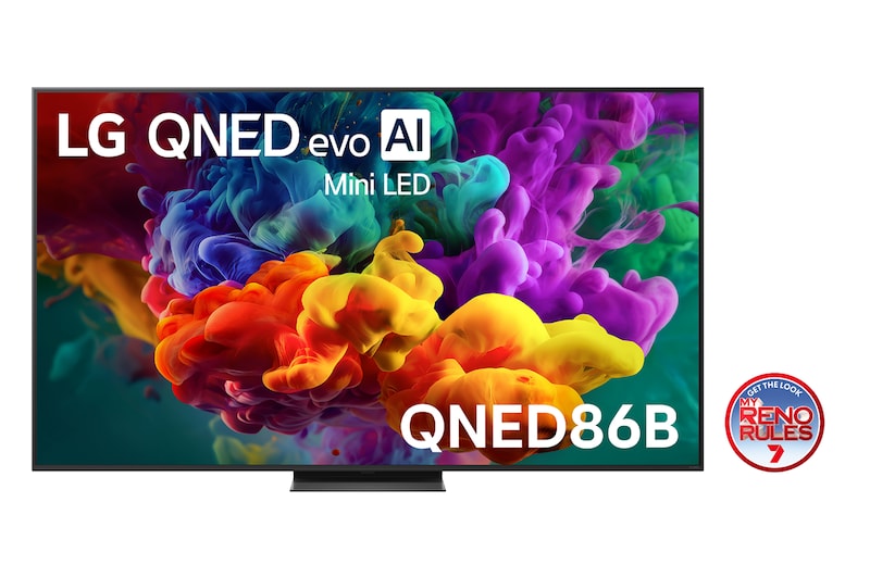 Front view of 75 Inch LG QNED evo AI QNED86 Mini LED 4K Smart TV 2026 75QNED86BSA