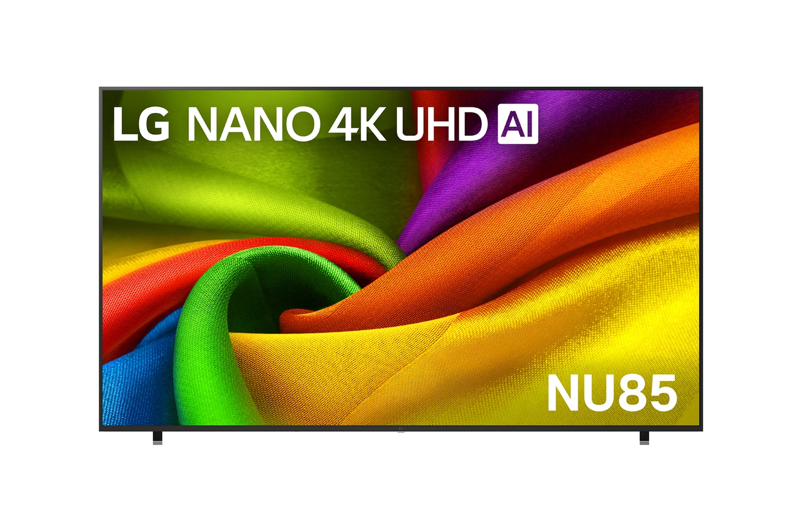 Front view of 98 inch LG NANO 4K UHD AI NU85 4K Smart TV 2026 98NU855BPSB