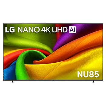 Front view of 98 inch LG NANO 4K UHD AI NU85 4K Smart TV 2026 98NU855BPSB
