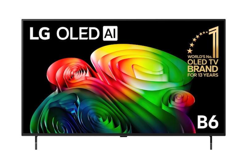 Front view of 48 Inch LG OLED AI B6 4K Smart TV 2026 OLED48B6PSA
