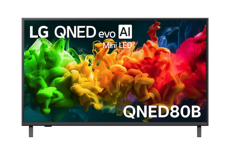 Front view of 43 Inch LG QNED evo AI QNED80 Mini LED 4K Smart TV 2026 43QNED80BSA