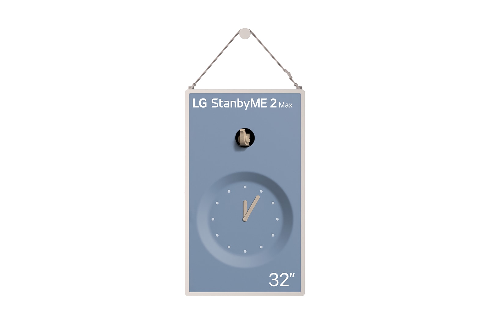 LG StanbyME 2 Max LX6 Movable Screen with a detachable and super portable design is shown on a stand displaying a clock interface, highlighting versatile placement and seamless décor integration.