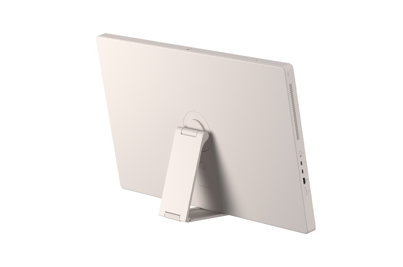 LG StanbyME 2 Max LX6 Movable Screen with a detachable and super portable design is shown on a stand displaying a clock interface, highlighting versatile placement and seamless décor integration.
