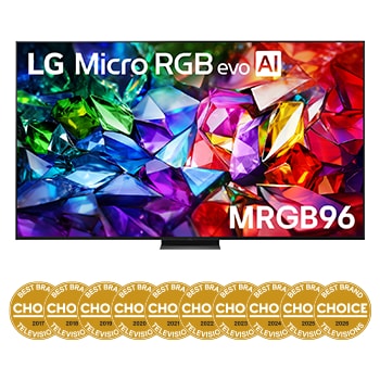 Front view of 100 inch LG Micro RGB evo AI MRGB96 4K Smart TV 2026 100MRGB96BS