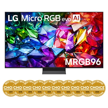 Front view of 75 inch LG Micro RGB evo AI MRGB96 4K Smart TV 2026  75MRGB96BSA