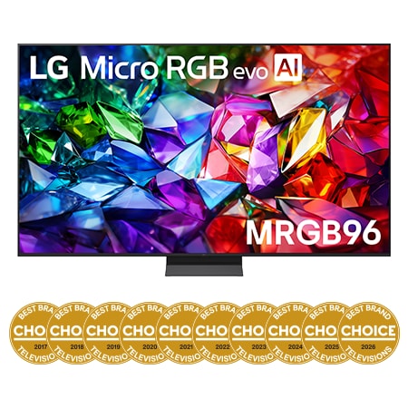 Front view of 86 inch LG Micro RGB evo AI MRGB96 4K Smart TV 2026  86MRGB96BSA