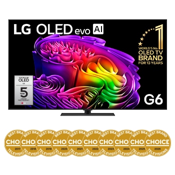 Front view of 65 Inch LG OLED evo AI G6 4K Smart TV 2026 OLED65G6PSB