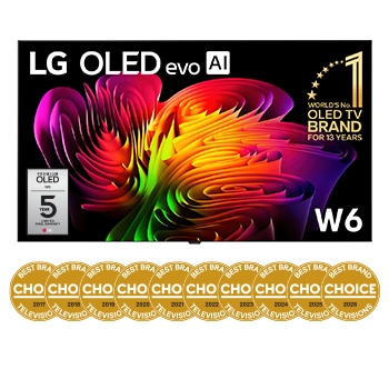 Front view of 83 inch Wallpaper TV LG OLED evo AI W6 True Wireless 4K Smart TV 2026 OLED83W6PSA