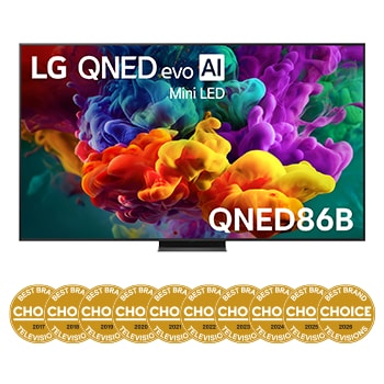Front view of 86 Inch LG QNED evo AI QNED86 Mini LED 4K Smart TV 2026 86QNED86BSA