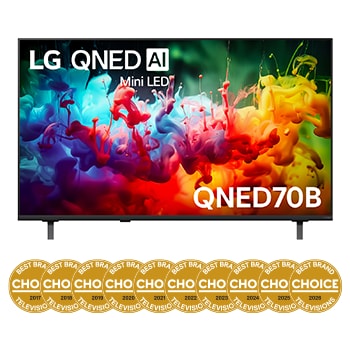 Front view of 50 Inch LG QNED AI QNED70 Mini LED 4K Smart TV 2026 50QNED70BSA