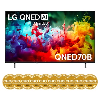 Front view of 55 Inch LG QNED AI QNED70 Mini LED 4K Smart TV 2026 55QNED70BSA