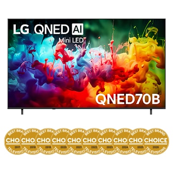 Front view of 85 Inch LG QNED AI QNED70 Mini LED 4K Smart TV 2026 85QNED70BSA