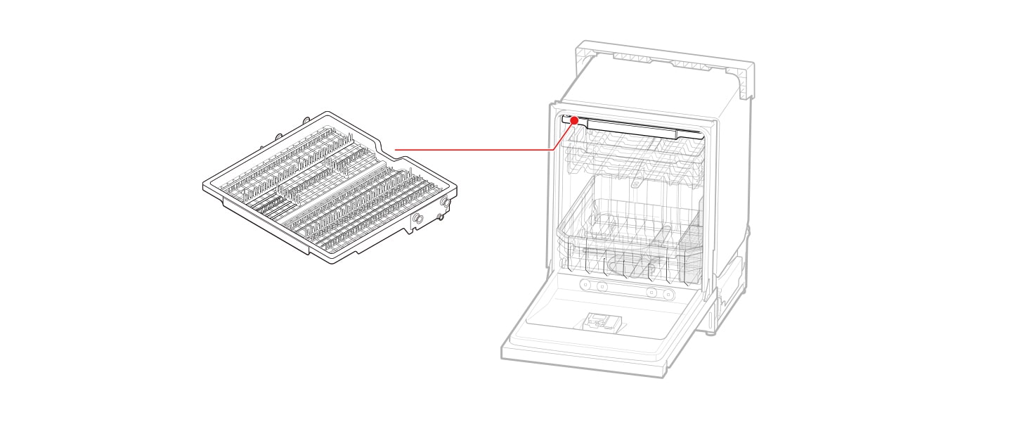 The Top Cutlery Rack is the rack located at the very top of the dishwasher.	