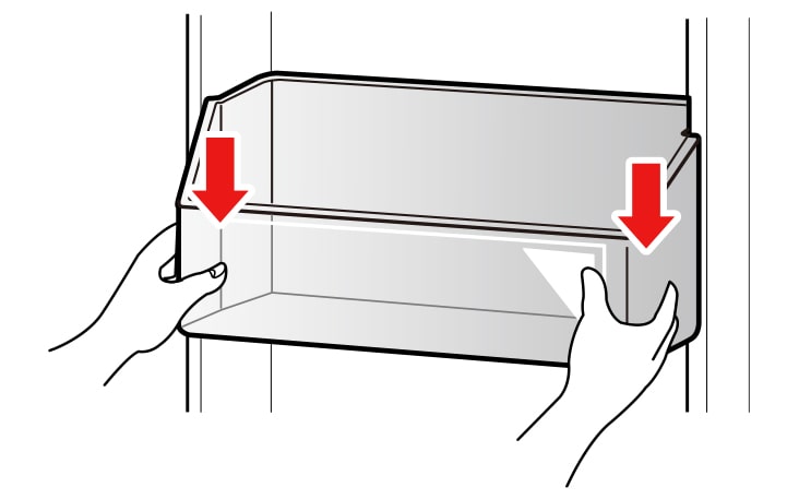 To refit the basket align both sides of the basket with the guides and push it down until secure