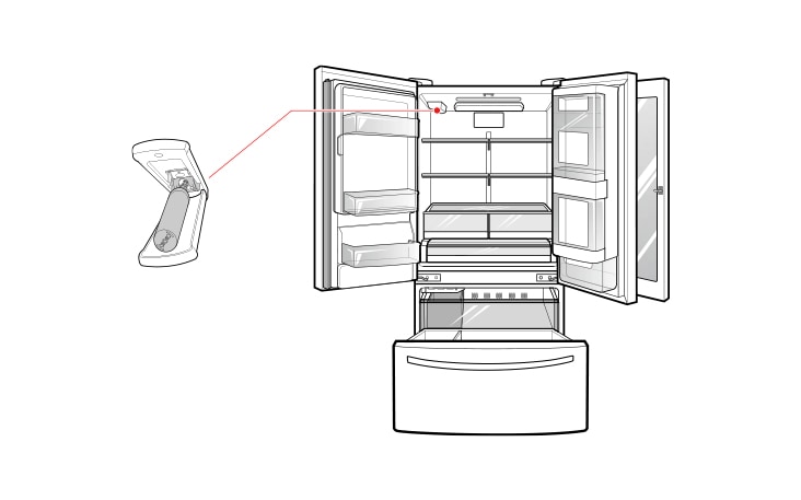 Install the filter on the top left side of the refrigerator