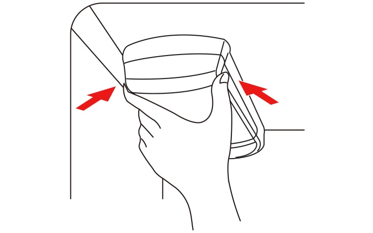 Lower or remove the top left shelf to allow the water filter to rotate all the way down Press the push button to open the water filter cover