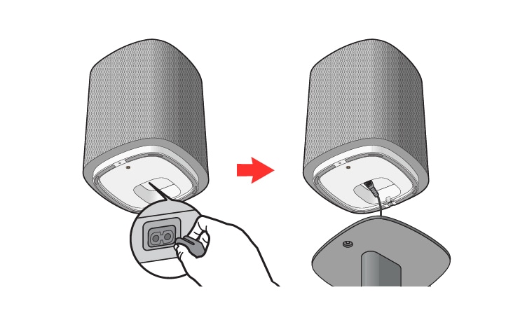 Plug the power cable into the AC IN port on the bottom of the product