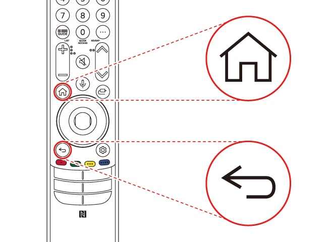Remote Controller Press and hold the HOME button and Back button at the same time for five seconds to unpair the Magic Remote Controller with your TV  Press and hold the Home button and Settings button together for more than 5 seconds to disconnect and reregister the Magic Remote Controller at the same time