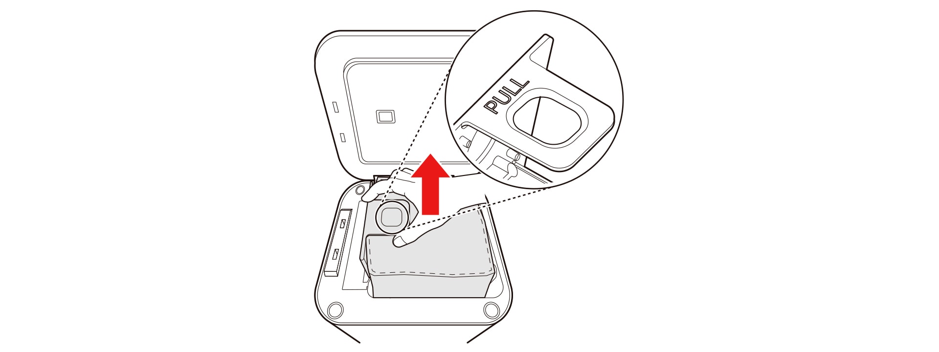 Pull the dust bag holder to remove the dust bag. - Replace the dust bag every one to two months in order to keep the appliance clean and maintain appliance performance. - Replace the dust bag immediately when the dust emptying performance has deteriorated or there is an unpleasant odour.
