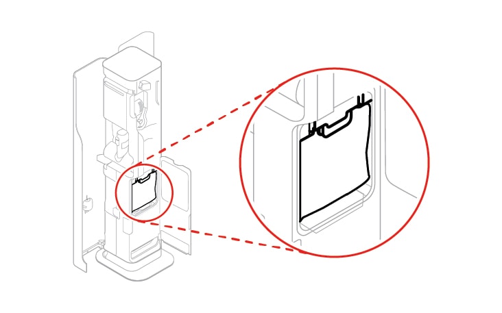 The dust bag is located inside the charging station