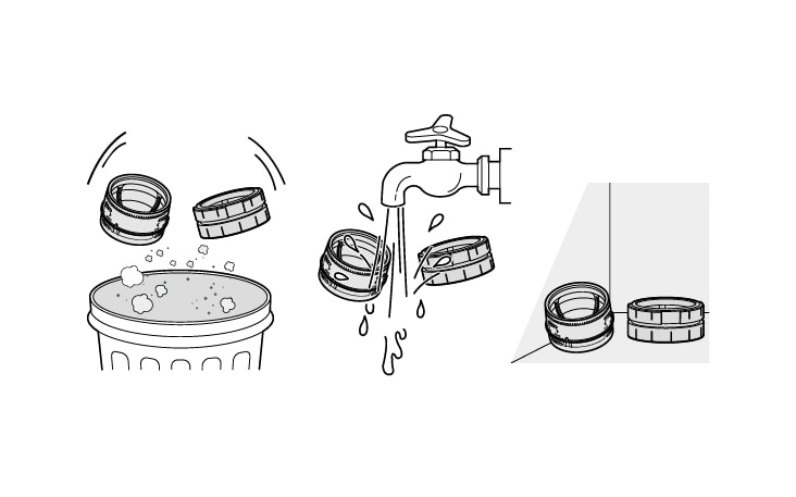 Clean the filters by brushing the dust off it regularly and wash it in running water at least once a month To avoid odor and the malfunction of the motor allow the filters to dry completely in a well-ventilated area out of direct sunlight for at least 24 hours before reassembling