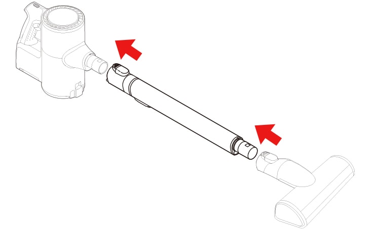 Firmly attach the extension pipe nozzle or tool onto the product body To detach the extension pipe press the extension pipe release button