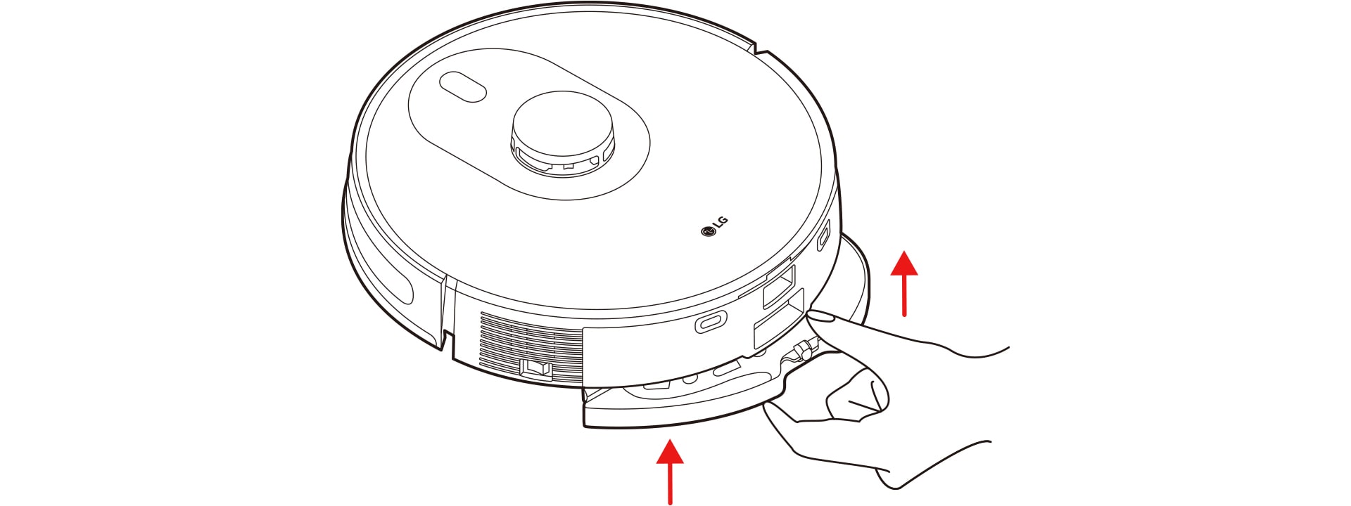 Insert the mop holder into the bottom of the robot cleaner until you hear a click.