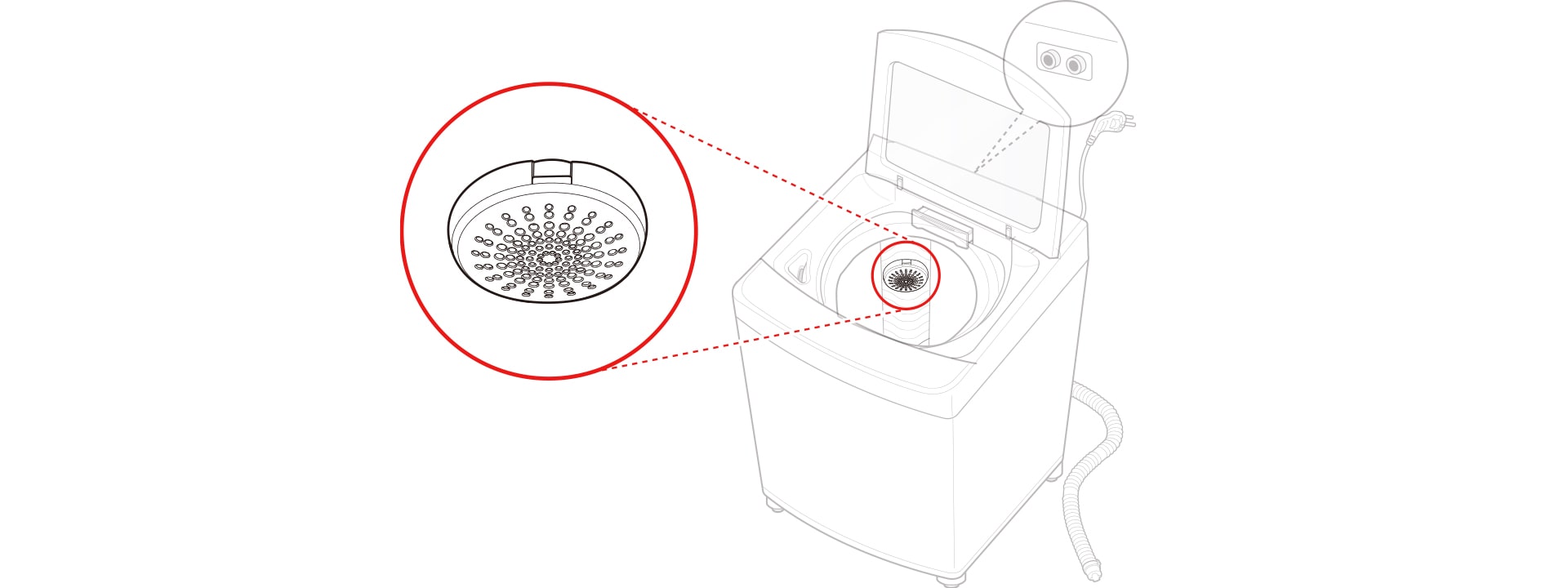 The lint filter is located inside the washing machine.