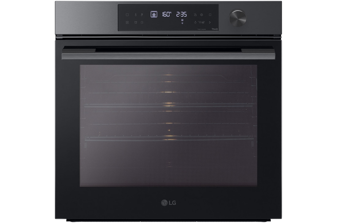Front view of 76L InstaView Series 7 Pyro Oven – Black, BO607G1MB4