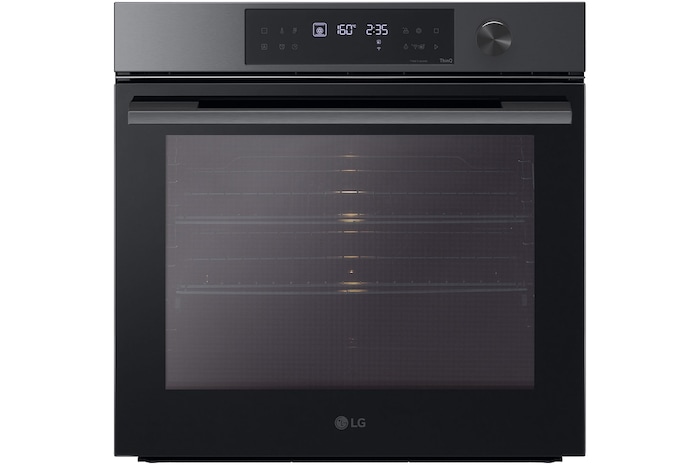 Front view of 76L InstaView Series 7 Pyro Oven – Black, BO607G1MB4