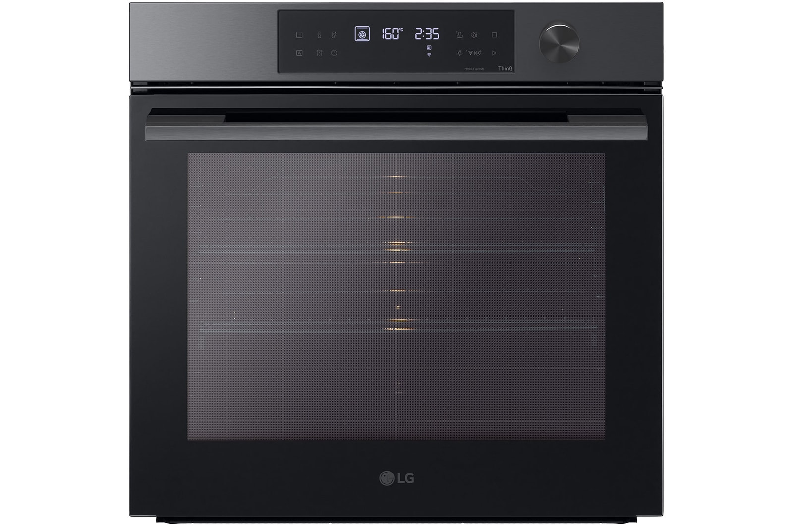 Front view of 76L InstaView Series 7 Pyro Oven – Black, BO607G1MB4