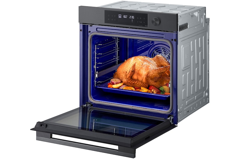 Right side view door open with food