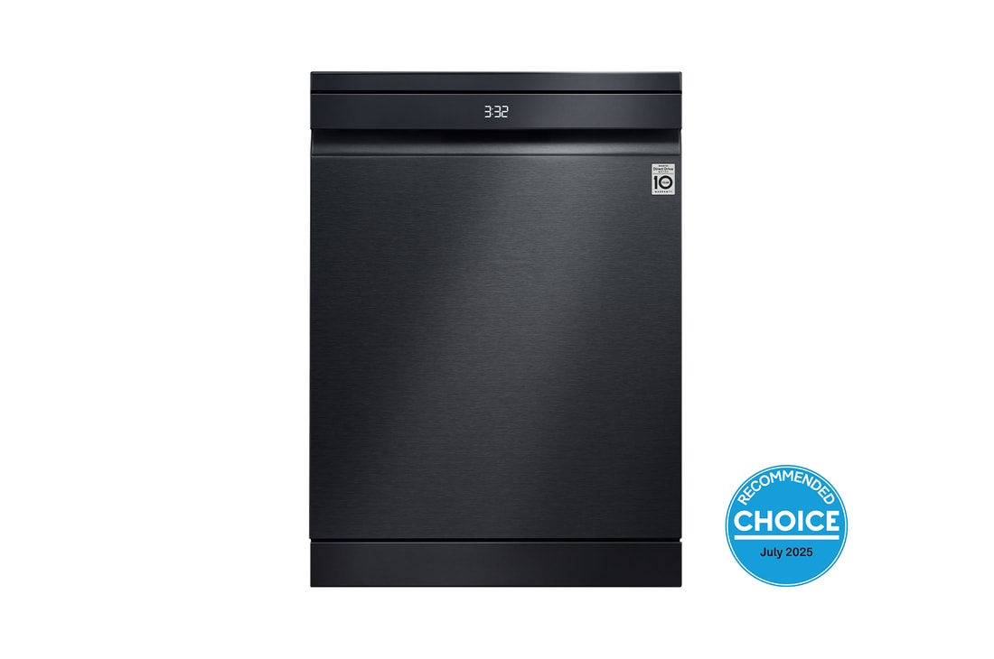 Front view of 60cm QuadWash™ Freestanding Dishwasher Matte Black with TrueSteam®, Easy Rack® Plus. (XD2A25MB.ABMREAP)