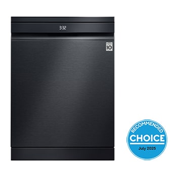 Front view of 60cm QuadWash™ Freestanding Dishwasher Matte Black with TrueSteam®, Easy Rack® Plus. (XD2A25MB.ABMREAP)