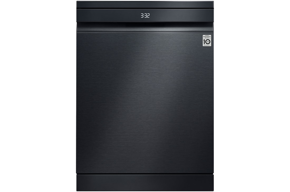 Front view of 60cm QuadWash™ Freestanding Dishwasher Matte Black with TrueSteam®, Easy Rack® Plus. (XD2A25MB.ABMREAP)