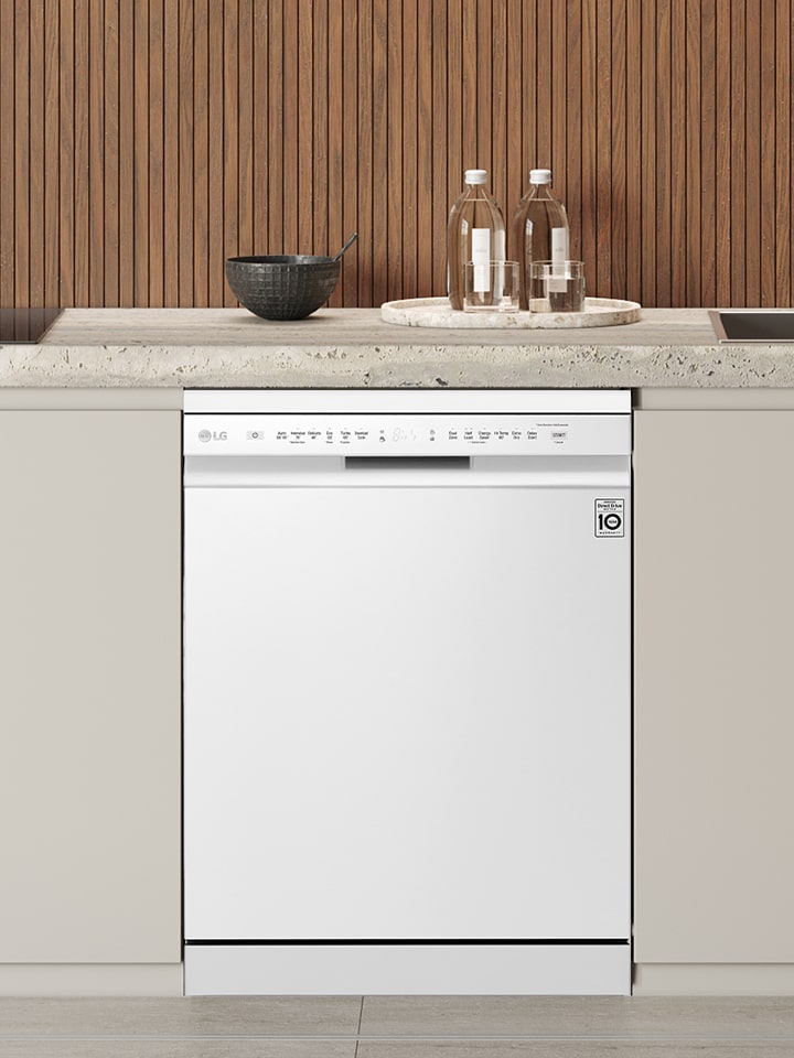 Interior lifestyle image showcasing the LG free-standing Dishwasher