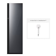 Front view of 5 Garment Styler Steam Closet Black Glass - S5MB