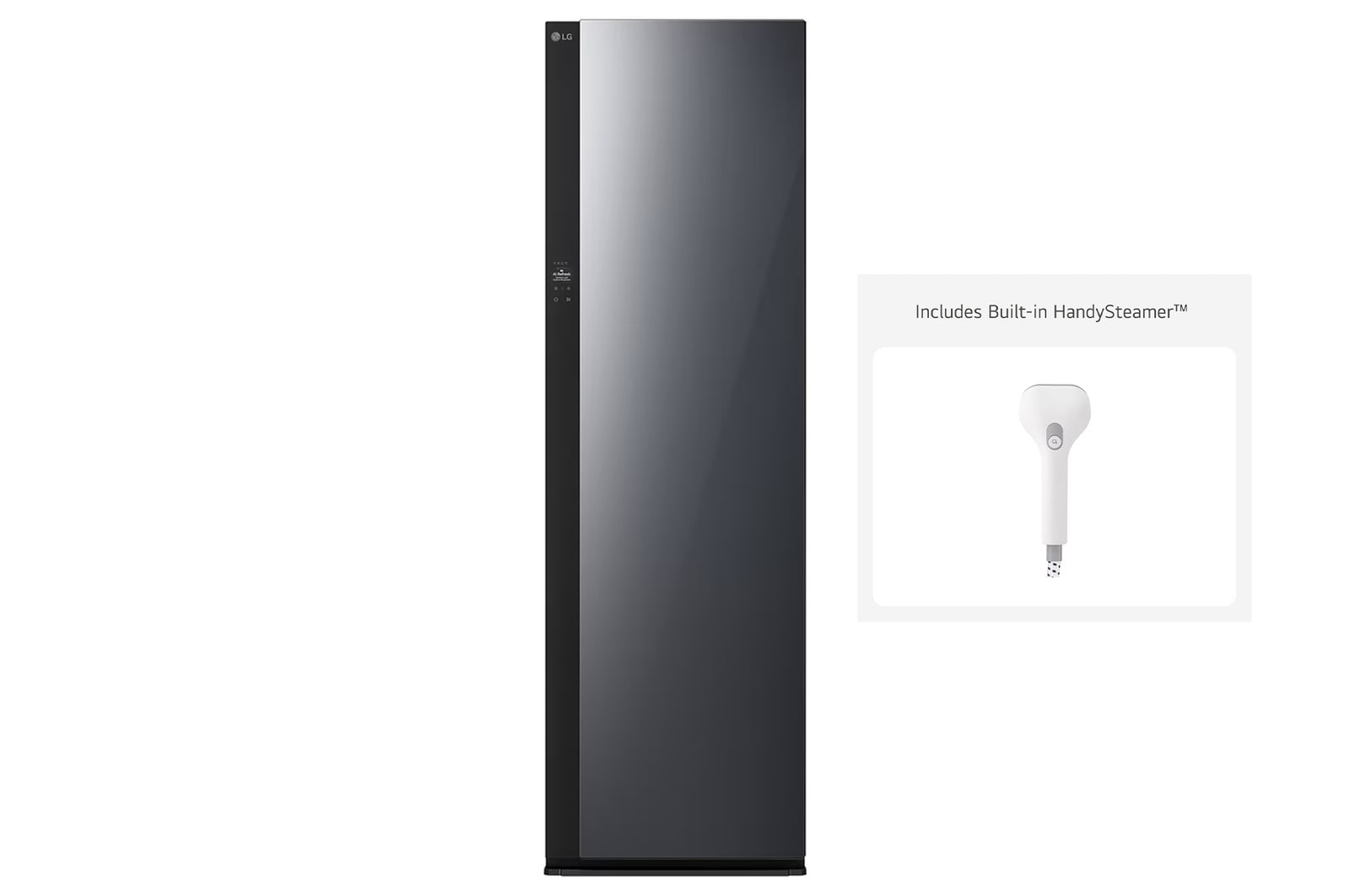 Front view of 5 Garment Styler Steam Closet Black Glass - S5MB