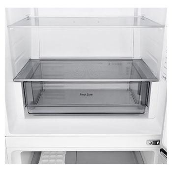 LG fridge freezer (GB-B400PS) built into dark brown cabinetry with window and sofa on left and sink on right