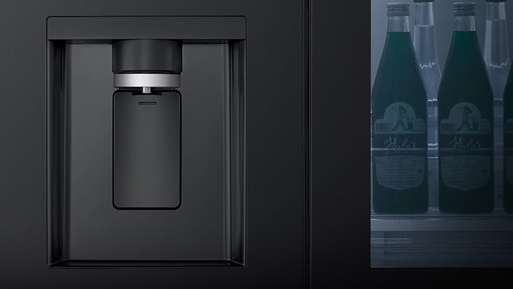 lg french door refrigerator with built-in water dispenser makes hydration easy with just a push of a button.	