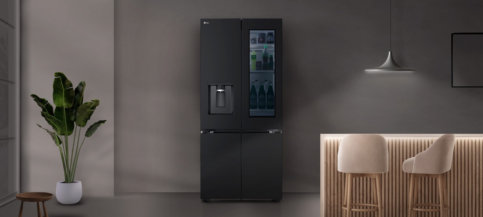 The lg french door refrigerator with Smart Learner analyses usage patterns to help reduce unnecessary power consumption during low-usage nights.	